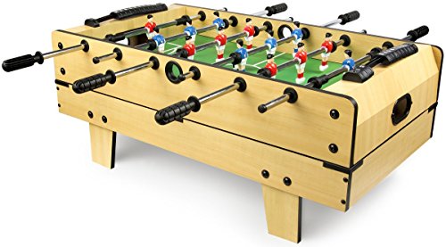 Leomark Mesa Multifuncional Multijuegos Futbolin Mesa de Juego 4 en 1 (futbolín, Billar, Tenis, Hockey) Buena Diversión para Niños Deporte Madera, Dimensiones: 82 x 43,5 x 20(A) cm