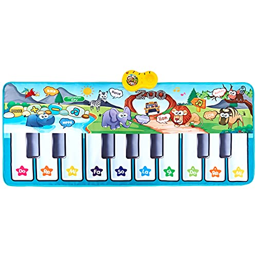 LEVONSTY Alfombrilla de baile para piano, juego musical para niños, alfombrilla para ratón táctil, manta instrumento musical educativo regalos de juguete (150 x 78 cm)