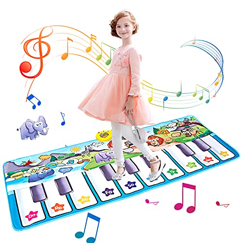 LEVONSTY Alfombrilla de baile para piano, juego musical para niños, alfombrilla para ratón táctil, manta instrumento musical educativo regalos de juguete (150 x 78 cm)