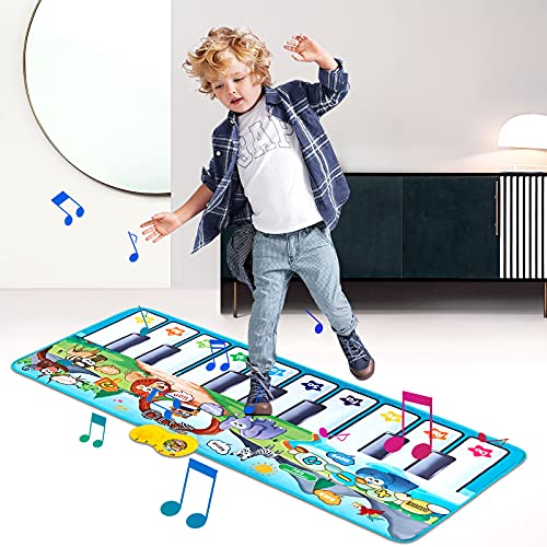 LEVONSTY Alfombrilla de baile para piano, juego musical para niños, alfombrilla para ratón táctil, manta instrumento musical educativo regalos de juguete (150 x 78 cm)