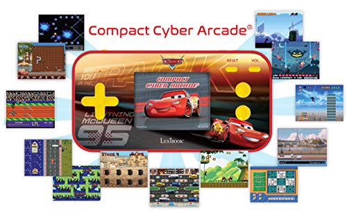 LEXIBOOK- Disney Cars Compact Cyber Arcade Consola portátil, 150 Juegos, LCD, Funciona con Pilas, Rojo