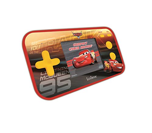 LEXIBOOK- Disney Cars Compact Cyber Arcade Consola portátil, 150 Juegos, LCD, Funciona con Pilas, Rojo