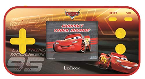 LEXIBOOK- Disney Cars Compact Cyber Arcade Consola portátil, 150 Juegos, LCD, Funciona con Pilas, Rojo