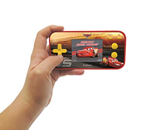 LEXIBOOK- Disney Cars Compact Cyber Arcade Consola portátil, 150 Juegos, LCD, Funciona con Pilas, Rojo