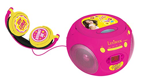 LEXIBOOK- Disney Soy Luna-Reproductor Radio CD, Altavoz Portátil, Rosa RCD102SL FM, AUX IN, Color