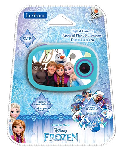 LEXIBOOK, DJ0 Disney Frozen-Cámara de Fotos Digital 5MP, Pantalla LCD, con 10 Adhesivos, función vídeo, Azul/púrpura, DJ070FZ, Color