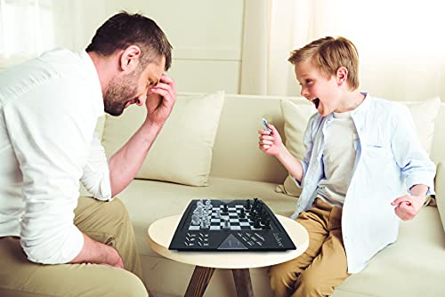 Lexibook electrónico (CG1300) ChessMan Elite ajedrez inteligente, 64 niveles de dificultad, LED, juego de mesa infantil familiar, negro/blanco, color