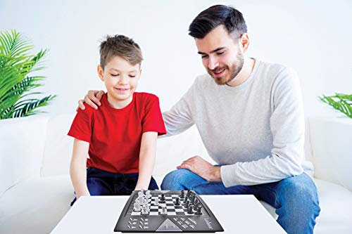 Lexibook electrónico (CG1300) ChessMan Elite ajedrez inteligente, 64 niveles de dificultad, LED, juego de mesa infantil familiar, negro/blanco, color