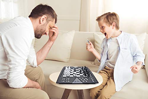 Lexibook electrónico (CG1300) ChessMan Elite ajedrez inteligente, 64 niveles de dificultad, LED, juego de mesa infantil familiar, negro/blanco, color