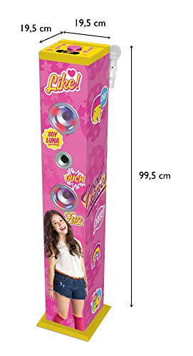 Lexibook Karaoke Torre de Sonido Bluetooth con Altavoces potentes y Luces, micrófono y función Cambio de Voz, diseño Femenino, niña, Rosa/Amarillo, K8050SL