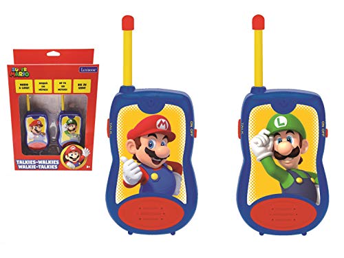 LEXIBOOK- Nintendo Super Mario Walkie-talkies, Pinza para Colgar del cinturón, batería, para Niños, Azul/Rojo (TW12NI)