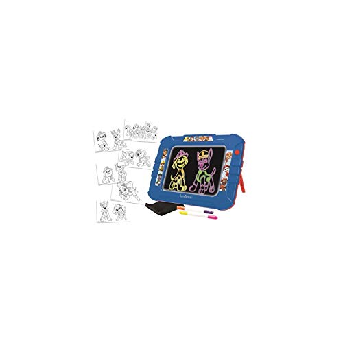 LEXIBOOK- Paw Patrol La Patrulla Canina-Tablero de Dibujo Electrónico de Neón, Juguete Creativo artístico Muchachos, paño de Limpieza y 2 marcadores incluidos, Azul/Roja