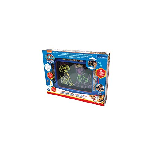 LEXIBOOK- Paw Patrol La Patrulla Canina-Tablero de Dibujo Electrónico de Neón, Juguete Creativo artístico Muchachos, paño de Limpieza y 2 marcadores incluidos, Azul/Roja