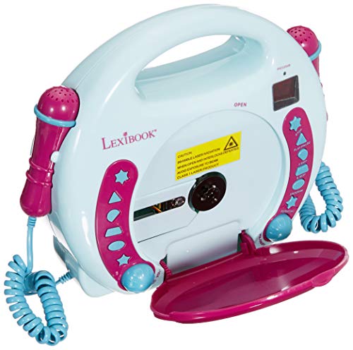 LEXIBOOK RCDK100FZ Disney Frozen-Lector CD Portátil con 2 Micros, Altavoz Karaoke a Partir de 3 años, Color Azul, One Size