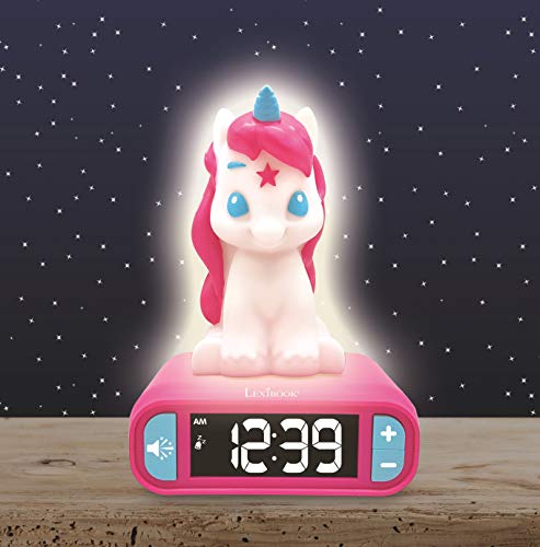 Lexibook Reloj Despertador del Unicornio, Pantalla LCD Digital y luz de Noche integrada, quitamiedos niña-RL800UNI, color rosa (RL800UNI) , color/modelo surtido