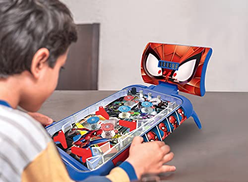 LEXIBOOK- Spider-Man Máquina electrónica de Pinball de Mesa, Juego de acción y Reflejo para niños y familias, Pantalla LCD, Efectos de luz y Sonido, Azul/Rojo (JG610SP)