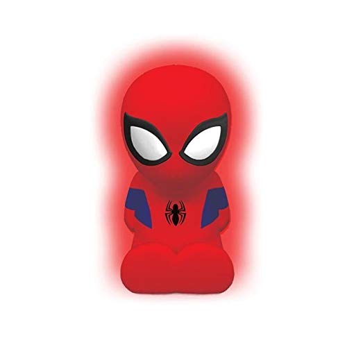 LEXIBOOK- Spider-Man Nocturna Colorida de Bolsillo LED para niños, Cambio de Color, Luz Suave, Baterías, Azul/Rojo, NLJ01SP