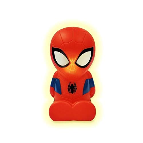 LEXIBOOK- Spider-Man Nocturna Colorida de Bolsillo LED para niños, Cambio de Color, Luz Suave, Baterías, Azul/Rojo, NLJ01SP