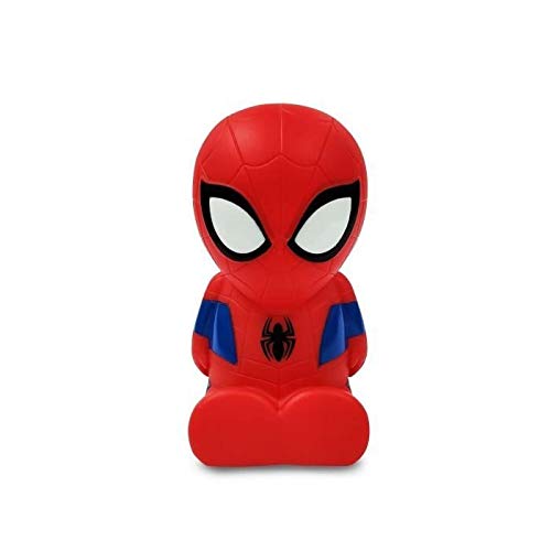 LEXIBOOK- Spider-Man Nocturna Colorida de Bolsillo LED para niños, Cambio de Color, Luz Suave, Baterías, Azul/Rojo, NLJ01SP