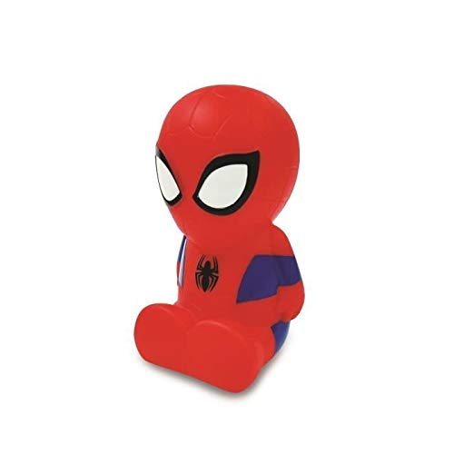 LEXIBOOK- Spider-Man Nocturna Colorida de Bolsillo LED para niños, Cambio de Color, Luz Suave, Baterías, Azul/Rojo, NLJ01SP