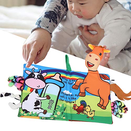 Libro de tela para bebé, cola de animal tela suave tela para bebé actividad libros arrugados resistente al desgarro educativo temprano juguete de aprendizaje interactivo(Granja)