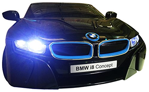 LICENSED BMW I8 CONCEPT BLACK NEW DESIGN 12V TWIN MOTORS KIDS RIDE ON CAR WITH 4 WYAS PARENTAL REMOTE CONTROL + mp3 input + lcd lights + 2 speed option. (BMW I8 BLACK) by Y & Y TOY STORE ON LINE