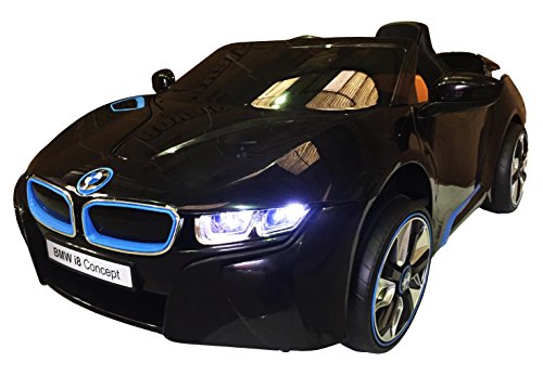 LICENSED BMW I8 CONCEPT BLACK NEW DESIGN 12V TWIN MOTORS KIDS RIDE ON CAR WITH 4 WYAS PARENTAL REMOTE CONTROL + mp3 input + lcd lights + 2 speed option. (BMW I8 BLACK) by Y & Y TOY STORE ON LINE