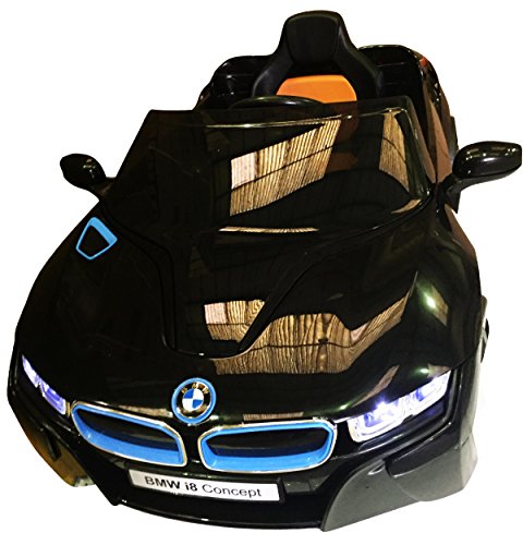 LICENSED BMW I8 CONCEPT BLACK NEW DESIGN 12V TWIN MOTORS KIDS RIDE ON CAR WITH 4 WYAS PARENTAL REMOTE CONTROL + mp3 input + lcd lights + 2 speed option. (BMW I8 BLACK) by Y & Y TOY STORE ON LINE