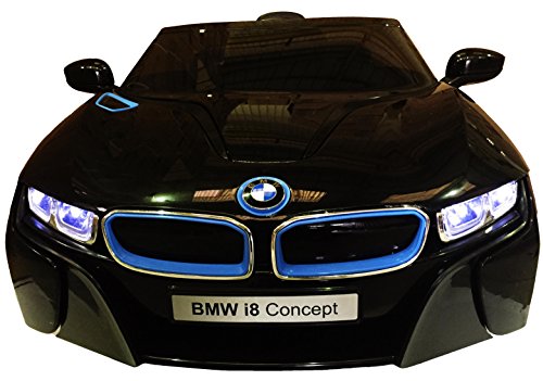 LICENSED BMW I8 CONCEPT BLACK NEW DESIGN 12V TWIN MOTORS KIDS RIDE ON CAR WITH 4 WYAS PARENTAL REMOTE CONTROL + mp3 input + lcd lights + 2 speed option. (BMW I8 BLACK) by Y & Y TOY STORE ON LINE