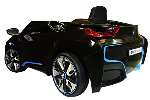 LICENSED BMW I8 CONCEPT BLACK NEW DESIGN 12V TWIN MOTORS KIDS RIDE ON CAR WITH 4 WYAS PARENTAL REMOTE CONTROL + mp3 input + lcd lights + 2 speed option. (BMW I8 BLACK) by Y & Y TOY STORE ON LINE