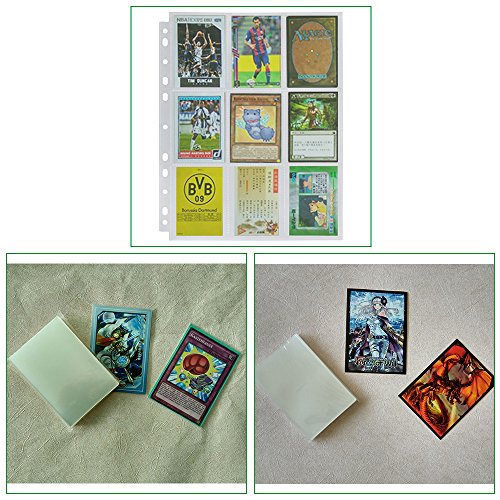 Lictin 50Pcs Juego de Fundas para Cartas Almacenamiento Colección paginas del Album Collection 50 Páginas(450 cuadrícula para Cartas),Género Neutro,Transparente