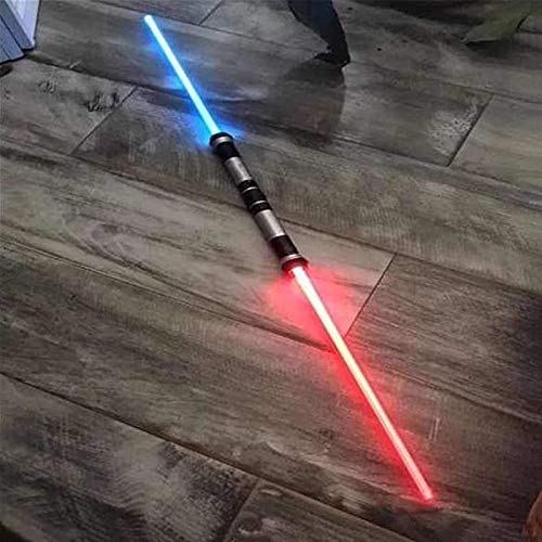 Light Up Laser Sword 2-en-1 LED FX Juego de espadas láser dual 7 colores con sonido (sensible al movimiento) para Galaxy War Fighters y Warriors Kid Gift