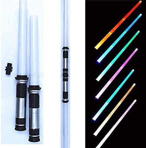 Light Up Laser Sword 2-en-1 LED FX Juego de espadas láser dual 7 colores con sonido (sensible al movimiento) para Galaxy War Fighters y Warriors Kid Gift