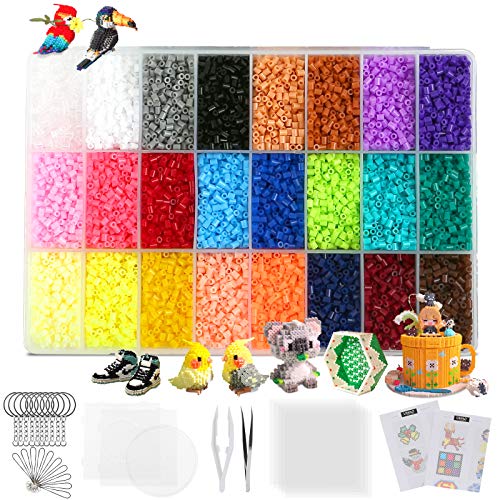 LIHAO 24000 Mini Cuentas y Abalorios Plásticos Cuentas para Planchar de 24 Colores para DIY Manualidad (2,6MM)