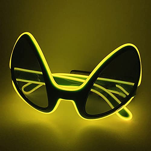 Lijerly Gafas de Halloween Alien El Wire Light Up LED Brillante Festival Fiesta Gafas de sol (amarillo)