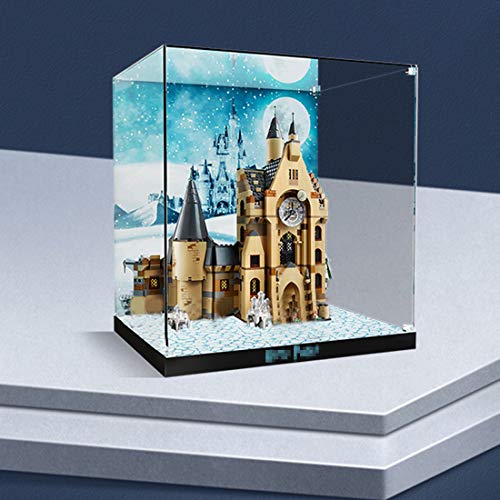 Likecom Vitrina de acrílico Perspex, a prueba de polvo para la torre de reloj Lego 75948 (sin kit Lego), versión con diseño de hebilla de cristal