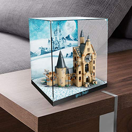 Likecom Vitrina de acrílico Perspex, a prueba de polvo para la torre de reloj Lego 75948 (sin kit Lego), versión con diseño de hebilla de cristal