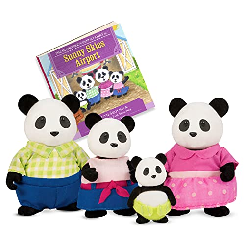 Li'l Woodzeez 6154M Li'l Woodzeez - Skyhopper Panda Family - Juego de 5 Piezas con Figuras en Miniatura y Libro de Cuentos - Juguetes de Animales y Accesorios Acc para niños a Partir de 3 años, Multi