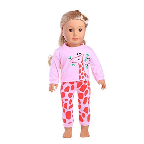 LILITRADE Pijama de muñeca ropa de dormir hermosa muñeca ropa de muñeca para niña americana de 18 pulgadas de viaje niña hermosa muñeca regalo para niños - jirafa rosa