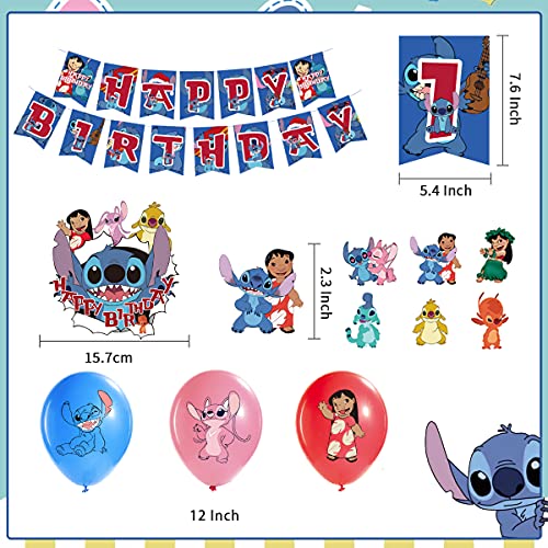 Lilo y Stitch Suministros - Decoraciónes para fiestas de cumpleaños, incluyen globos pancarta primeros de la magdalena para niños y niñas