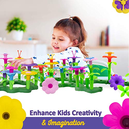 Limmys El Juguete para niñas pequeñas Build My Dream Garden de 105 Piezas – Juguete Stem educacional para niñas de 3 años y adelante – Incluye Bolsa para Guardar de Terciopelo con cordón