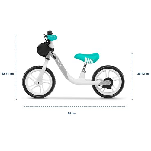 LIONELO Arie Bicicleta de equilibrio Para niños de hasta 30 kg Ruedas de 12 pulgadas Freno de mano Manillar y sillín ajustables y cómodos Cinturón para transporte