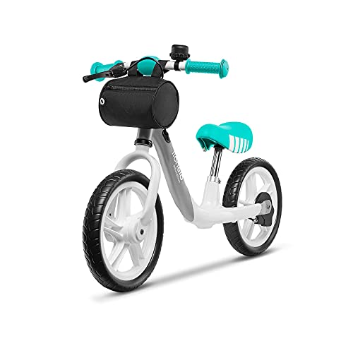 LIONELO Arie Bicicleta de equilibrio Para niños de hasta 30 kg Ruedas de 12 pulgadas Freno de mano Manillar y sillín ajustables y cómodos Cinturón para transporte