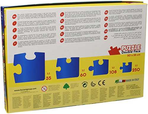 Lisciani Puzzle para niños de 250 piezas 2 en 1, Doble Cara con reverso para colorear - Disney Mickey Mouse En La Playa 48113