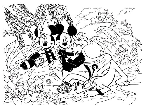 Lisciani Puzzle para niños de 250 piezas 2 en 1, Doble Cara con reverso para colorear - Disney Mickey Mouse En La Playa 48113