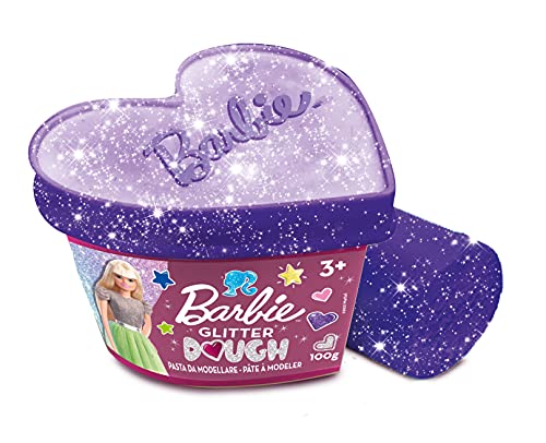 Liscianigiochi- Lisciani, Barbie Glitter Dough, Botes en Forma de corazón-Plastilina con Purpurina, 100 g, 88744-Juego Creativo para niñas a Partir de 3 años, Multicolor (88744)