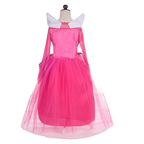 Lito Angels Disfraz de Bella Durmiente con Accesorios para Niñas Vestido de Princesa Aurora Fiesta de Cumpleaños Halloween Talla 5-6 Años Rosa FuerteA