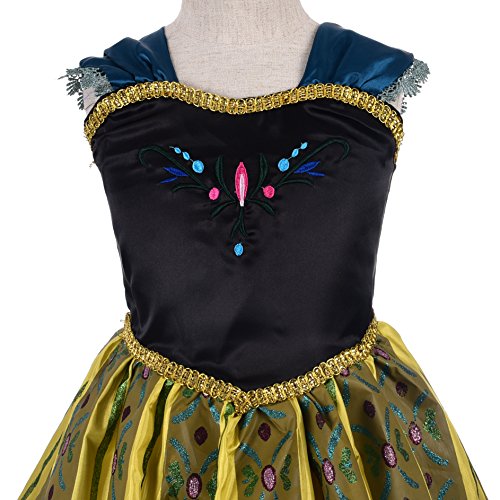 Lito Angels Disfraz de Coronación de Princesa Anna para Niñas Pequeñas, Vestido de Fiesta de Cumpleaños de Halloween, Talla 2-3 años, Verde