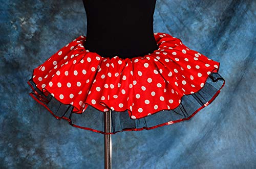 Lito Angels Disfraz de Minnie Mouse con aro de pelo con orejas de ratón para niña Vestido de falda de tutu de danza de lunares rojos Talla 5 a 6 años