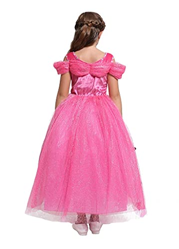 Lito Angels Disfraz de Princesa Aurora con Corona y Accesorios para Niña, Vestido de Fiesta de Bella Durmiente, Talla 3 años, Rosa Caliente